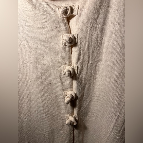 Raw Silk Cream Tunic Blouse w Buttons - Picture 3 of 8